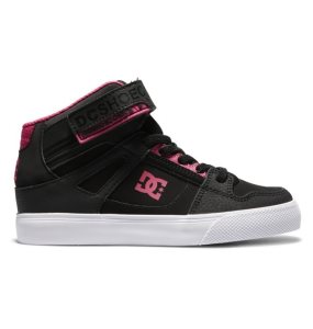 Snurovacie Topanky DC Pure High Elastic Cipkovane High Tops Detske Čierne Ruzove Čierne | 347509JPM